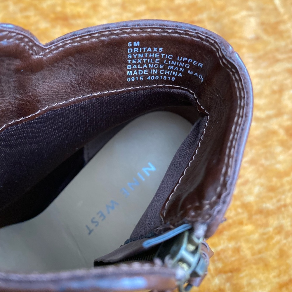 Nine West Dritax5 Brown Booties With Side Zipper … - image 2